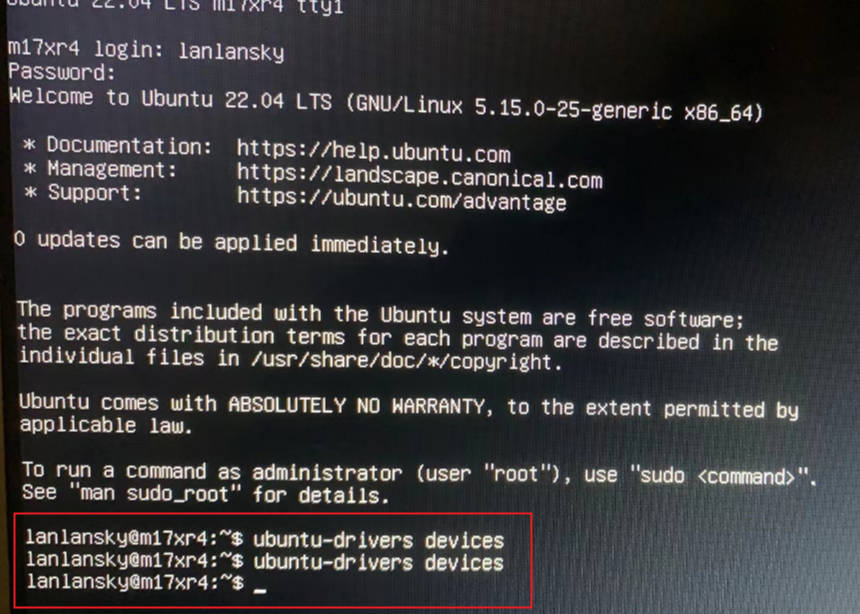 ubuntu-drivers devices不显示列表